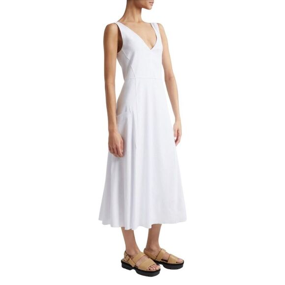 Vince Women’s White Patch Pocket Linen Blend Midi Dress - Picture 2 of 9
